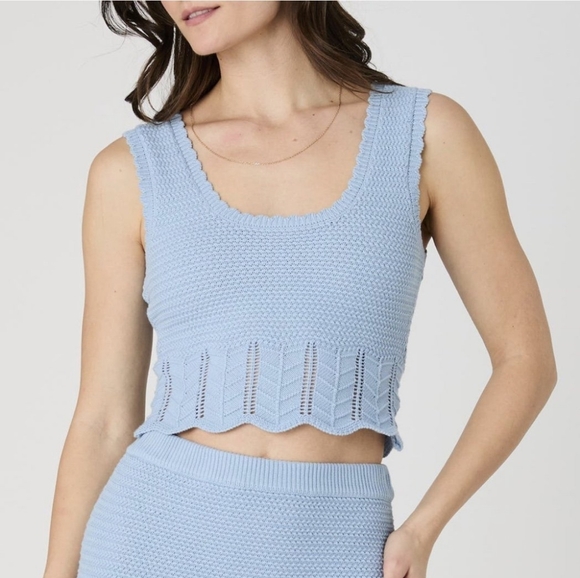 French Connection Tops - French Connection Sky Blue Knitwear Crop Top 100% Spring Top Shirt